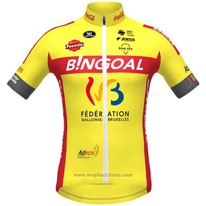 2021 Abbigliamento Ciclismo Wallonie Bruxelles Giallo Manica Corta e Salopette
